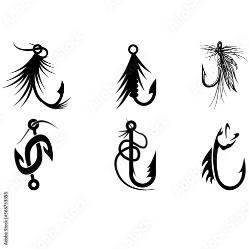 Fish Hook Bundle SVG, Fish Bundle SVG, illustration of a hook