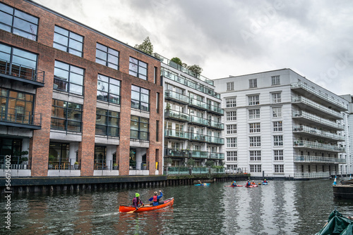 Canoeing in London city canals camden lock photo