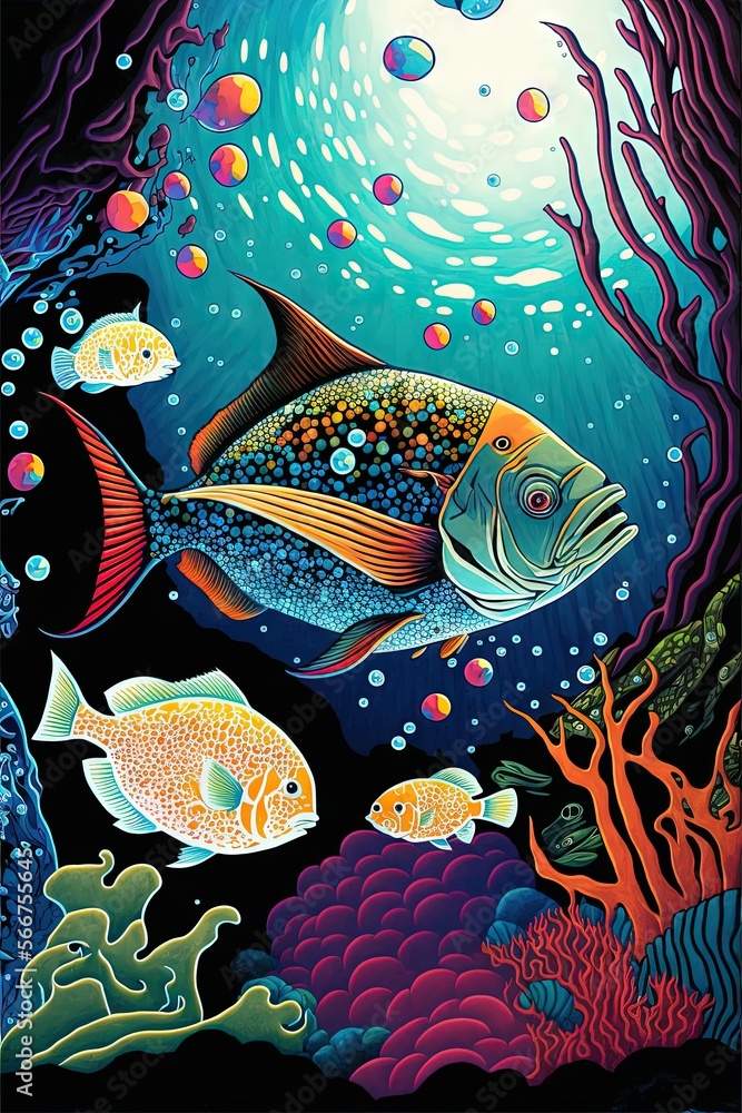 Underwater Scene with fish Underwater Scene with fish