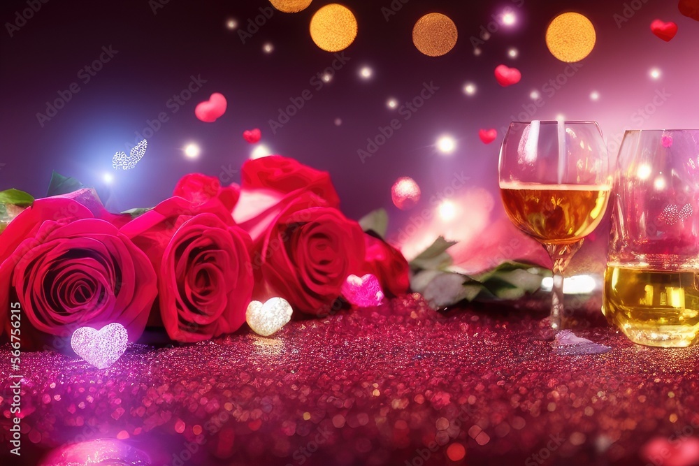 High-Resolution Image of a Luxury Valentine's Day Scene with Roses, Hearts and Perfumes Showcasing the Romantic Essence of Valentine's Day. Perfect for Adding of Luxury and Romanticism to any Design High-Resolution Image of a Luxury Valentine's Day Scene with Roses, Hearts and Perfumes Showcasing the Romantic Essence of Valentine's Day. Perfect for Adding of Luxury and Romanticism to any Design