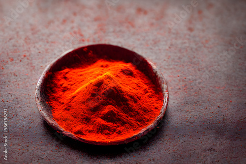Realistic illustration of red saffron powder, using Generative AI