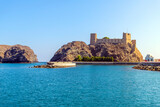 View of the Al-Jalali Fort, or Ash Sharqiya Fort, in the harbor of Old Muscat, Oman.
