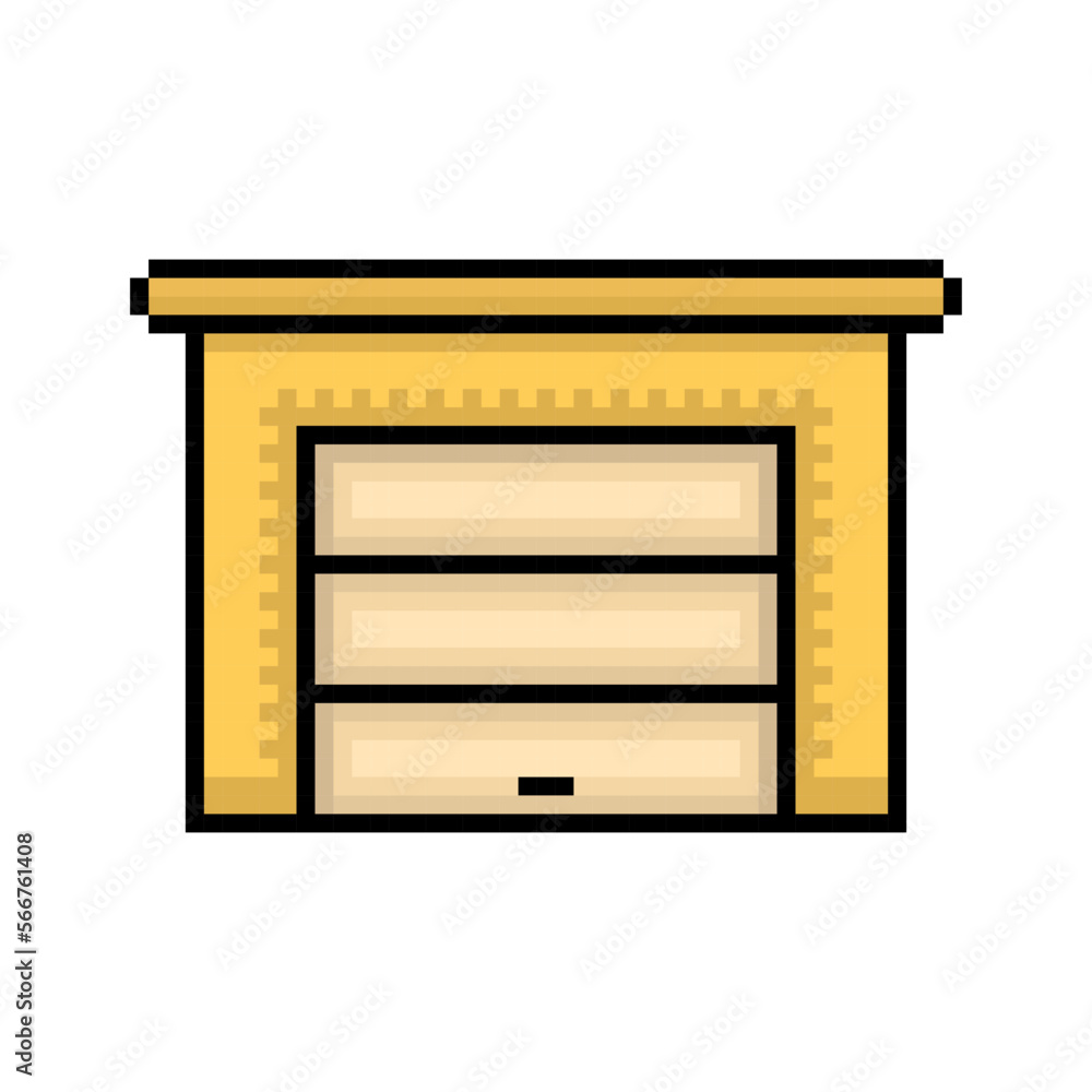 Pixel garage icon. Color silhouette. Front view. Editable pixels. Vector simple flat graphic illustration. Isolated object on a white background. Isolate. Pixel garage icon. Color silhouette. Front view. Editable pixels. Vector simple flat graphic illustration. Isolated object on a white background. Isolate.