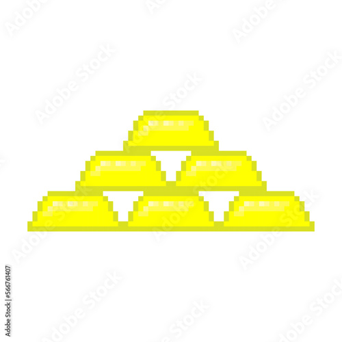 Pixel gold bars icon. Color silhouette. Front side view. Editable pixels. Vector simple flat graphic illustration. Isolated object on a white background. Isolate.