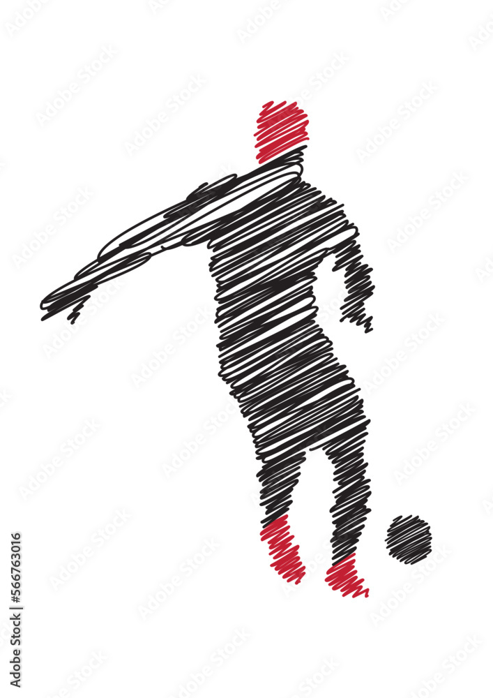 Obraz premium Football player shape drawing 