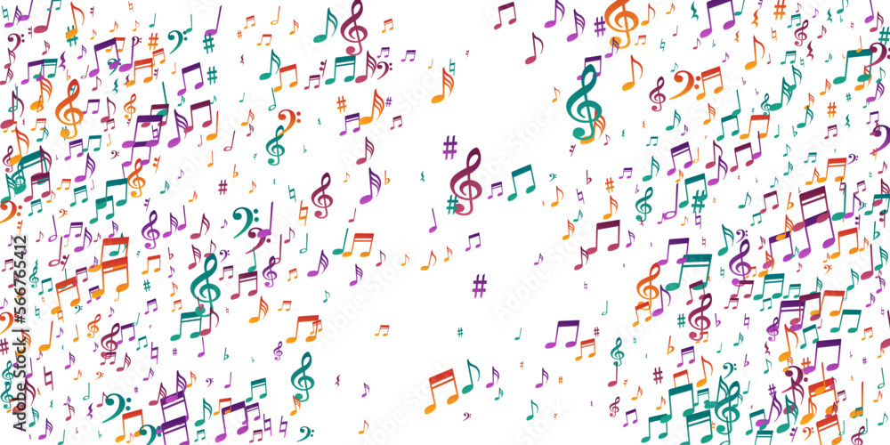 Musical note icons vector wallpaper. Symphony