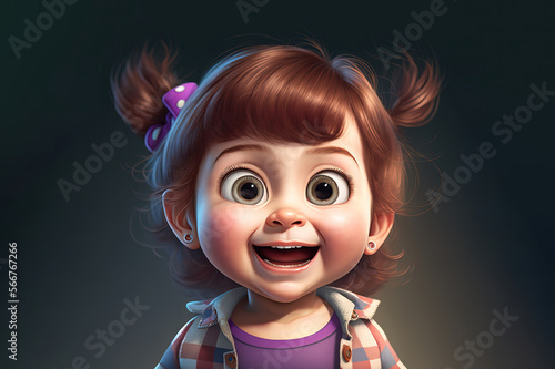 generic smiling silk hair baby girl cartoon portrait