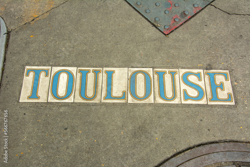 A street name in tiles in French Quarter of New Orleans, Louisiana, USA