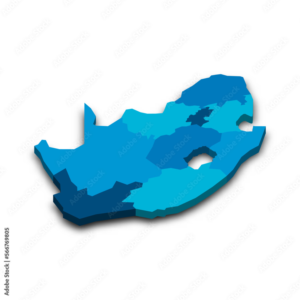 South Africa political map of administrative divisions Stock Vector