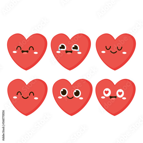 Red cute heart character. Romantic flat style Valentine's Day illustrations to express feelings of love.