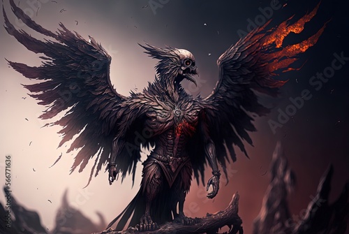 nightmare creature   winged monster  Generative Ai