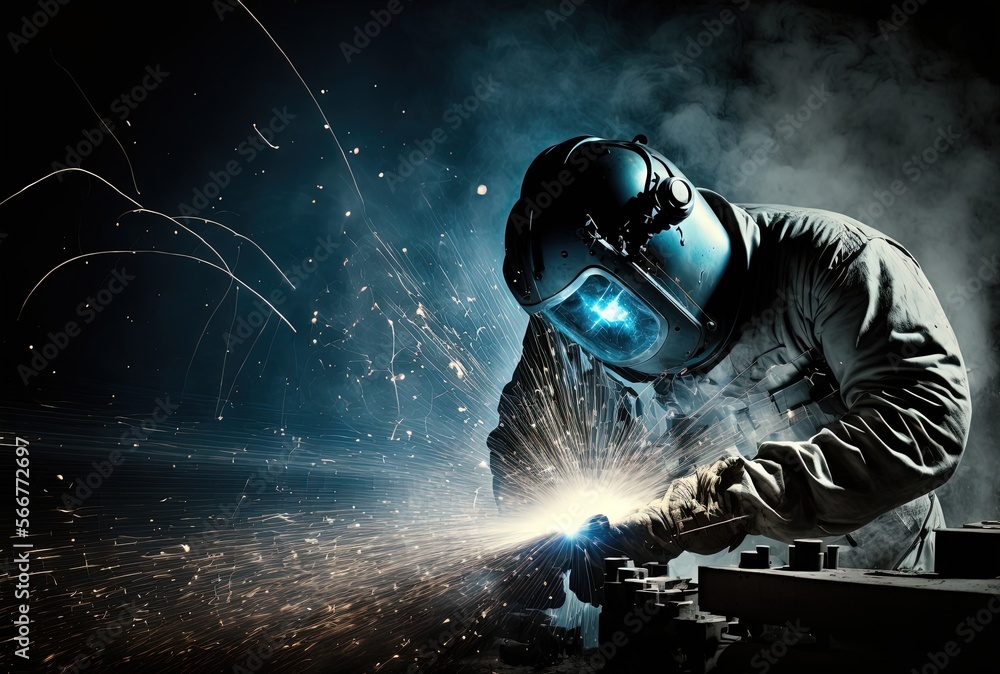 illustration of welder is welding metal , industry them bokeh and sparkle background, Generative Ai
 - obrazy, fototapety, plakaty 