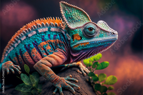 Cameleon with rough skin and bright colors