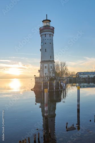 Lindau lighthouse on Lake Constance, Germany.