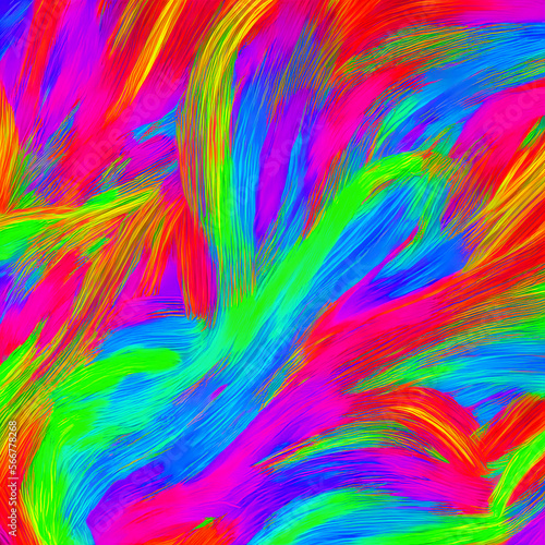 Abstract Waves Background Neon "Generative AI" © Brunno