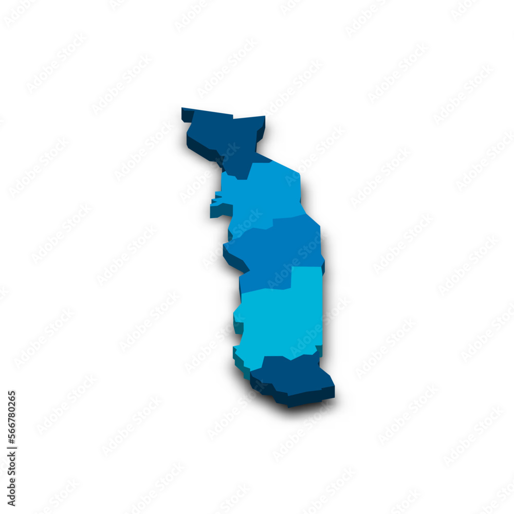 Fototapeta premium Togo political map of administrative divisions