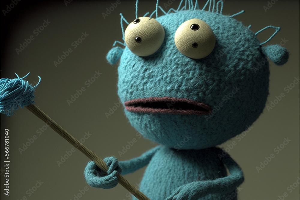 Funny scary and cute 3d puppet character marionette. Sinister and grin ...