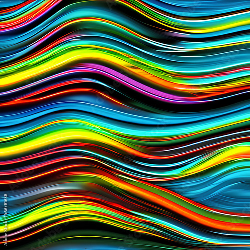 Abstract Waves Background Neon  Generative AI 