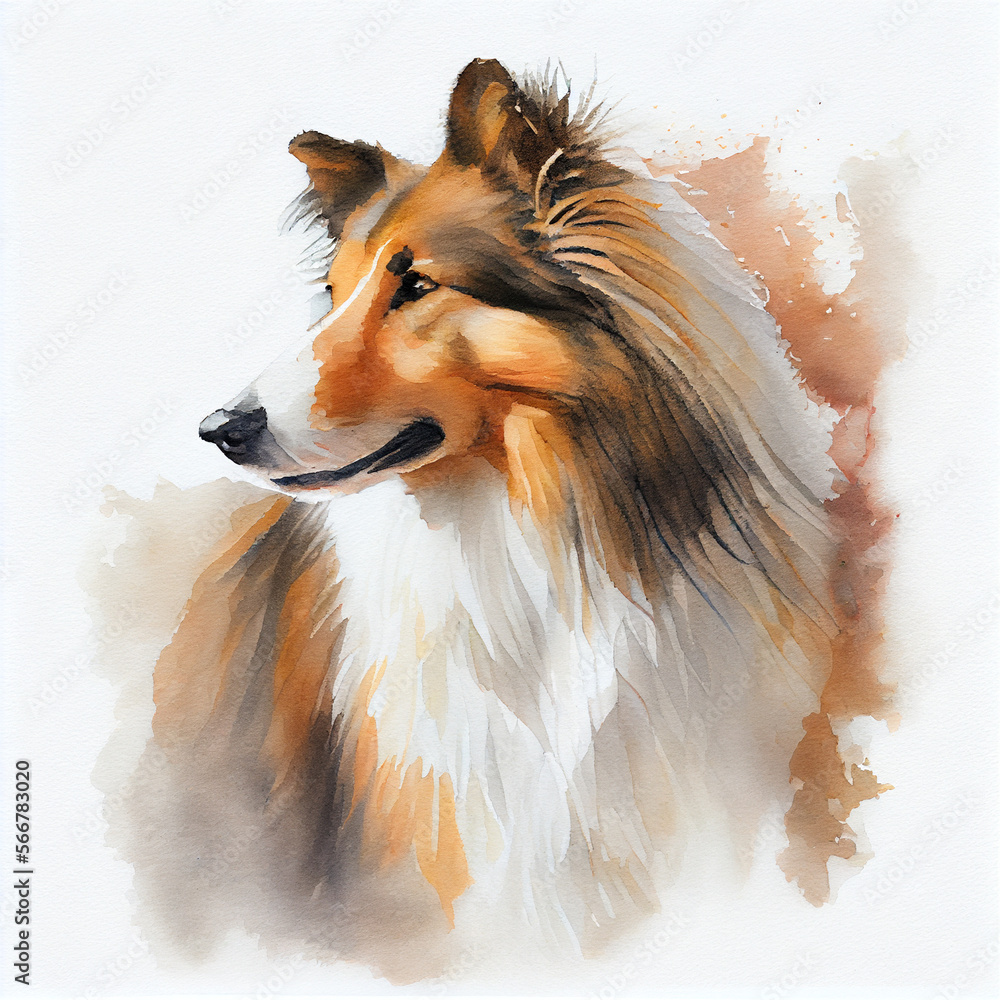 Collie, watercolor style, generative AI Collie, watercolor style, generative AI