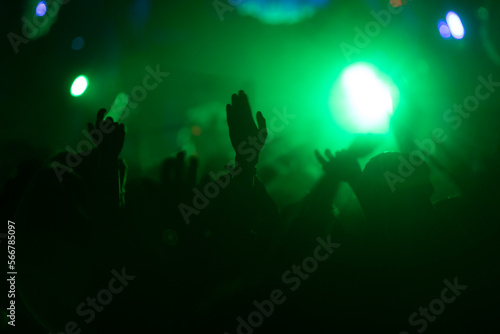 music concert silhouette with crowd of people