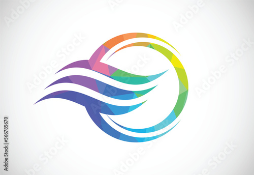 Air conditioner low poly logo sign symbol. Hot and cold symbol