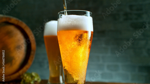 Freshly brewed beer in a pi...