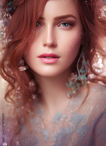 Digital portrait of a beautiful face. Illustration of a beautiful girl.