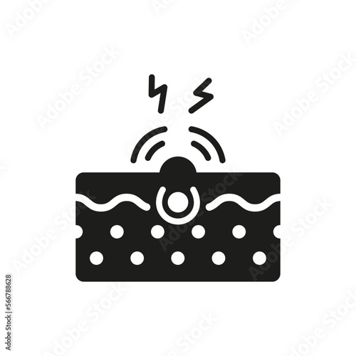 Skin Pain Silhouette Icon. Dermatology Disease Icon. Allergy Reaction. Acne Medical Problem of Skin Glyph Pictogram. Atopic Dermatitis Illness. Isolated Vector Illustration