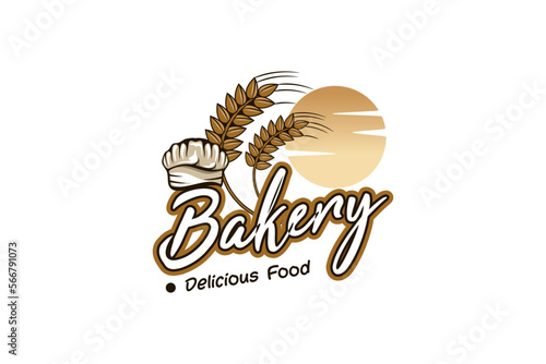 Bakery vintage logo design, cake and bakery food logo vector illustration