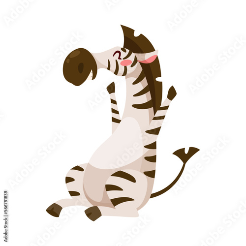 Funny Zebra Animal with Striped Coat Enjoying and Cheering with Happy Smiling Snout Vector Illustration
