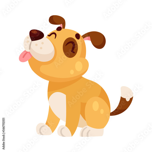 Funny Dog Animal Showing Tongue Enjoying and Cheering Vector Illustration