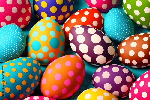 Bright and colorful Easter eggs arranged in a pattern, Generative AI