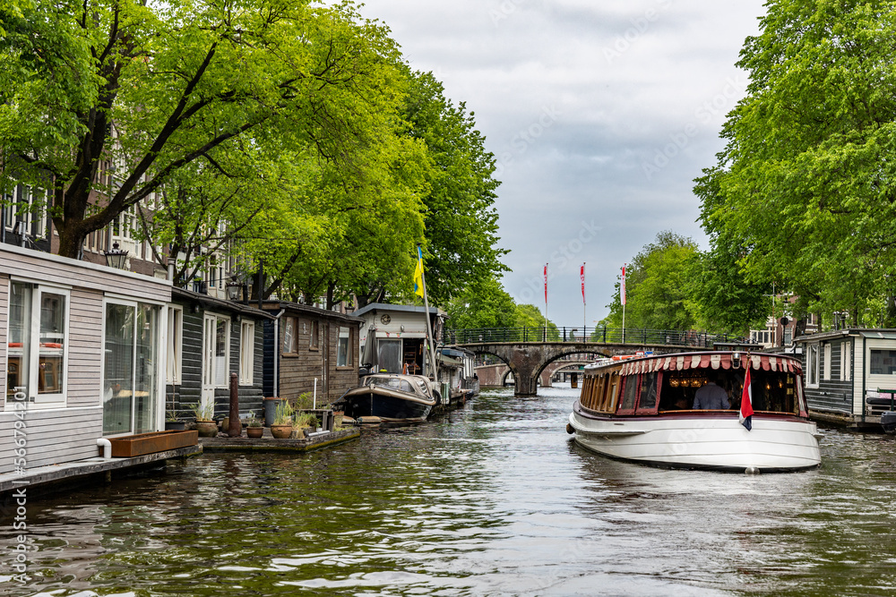 A canal in the city of Amsterdam