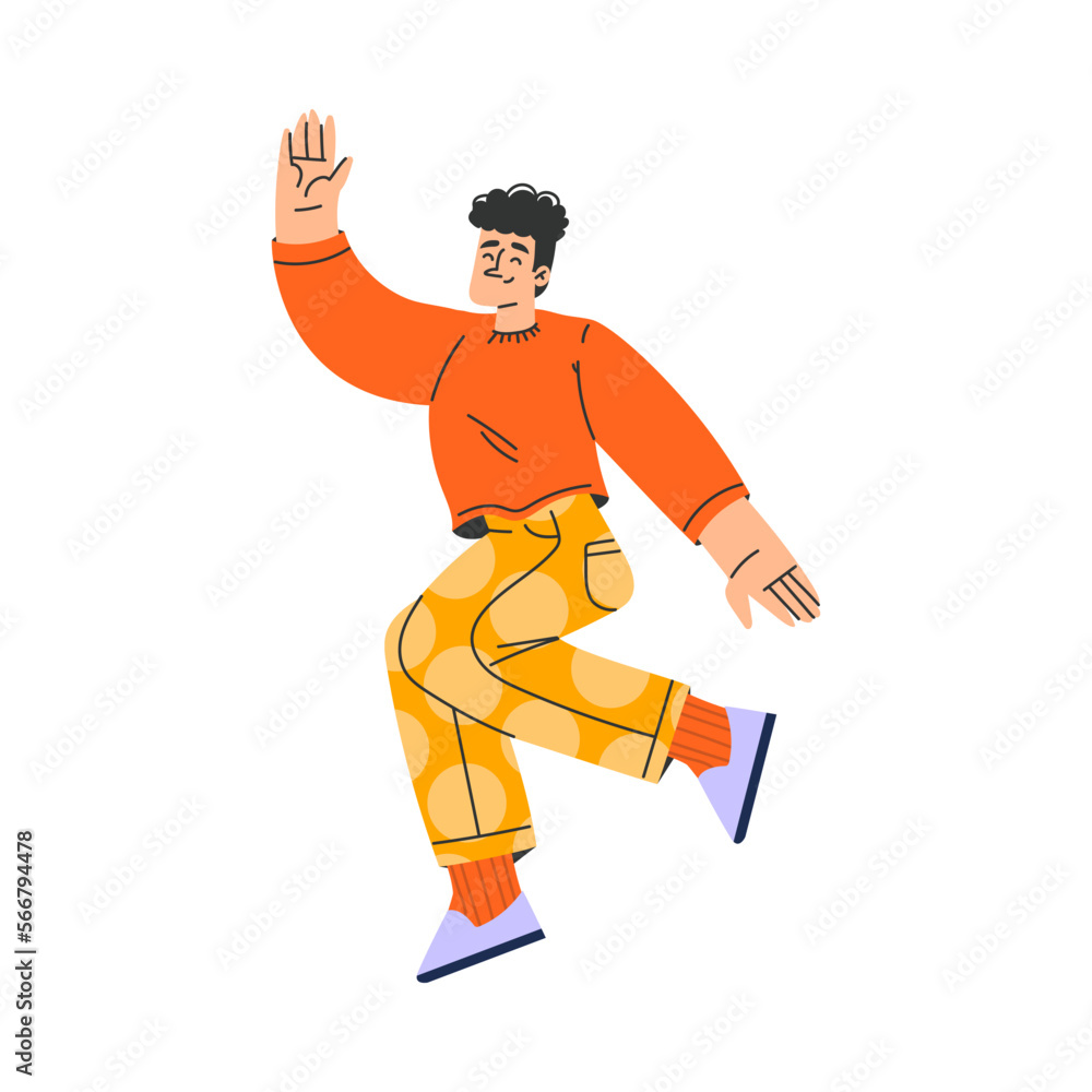 Happy Man Character Rejoicing and Cheering Having Positive Mood Vector Illustration Happy Man Character Rejoicing and Cheering Having Positive Mood Vector Illustration