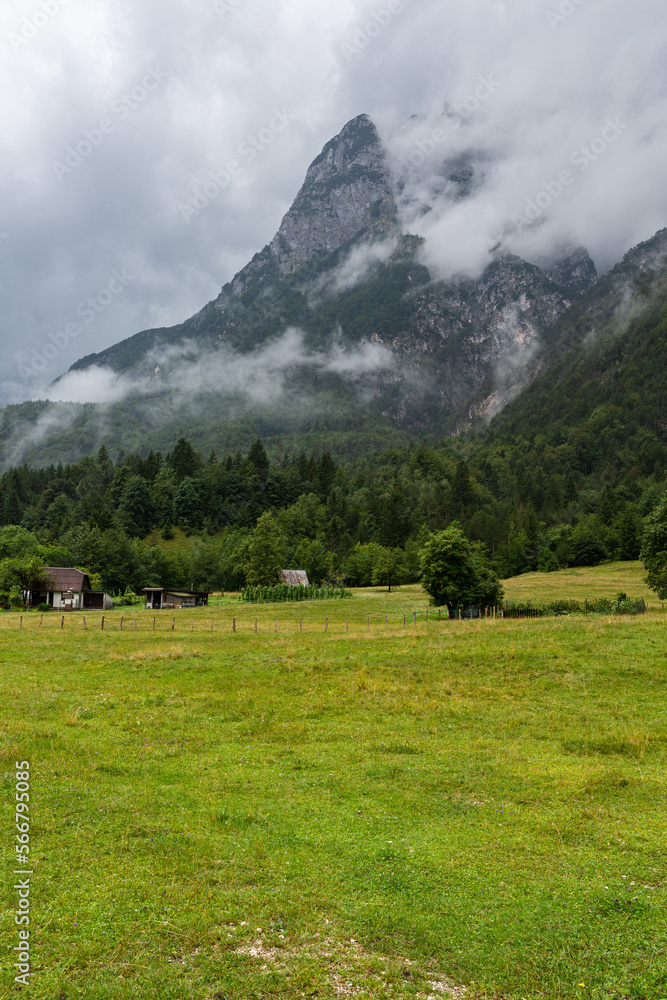 Naklejka premium Mountain views in the Julian Alps in Slovenia,Soča