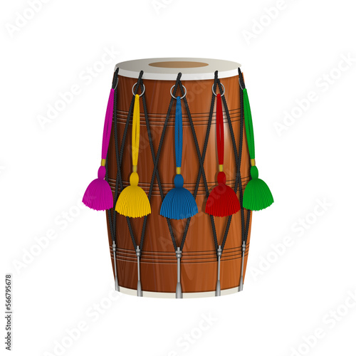 isolated indian drum. indian dhol illustration