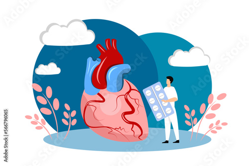 Human Heart. A cardiologist prescribes drugs for the heart.