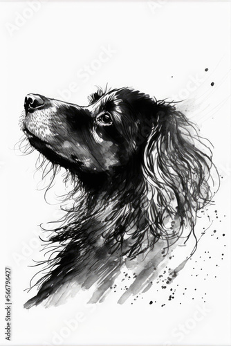 Wallpaper Mural black and white drawing of a dog Torontodigital.ca