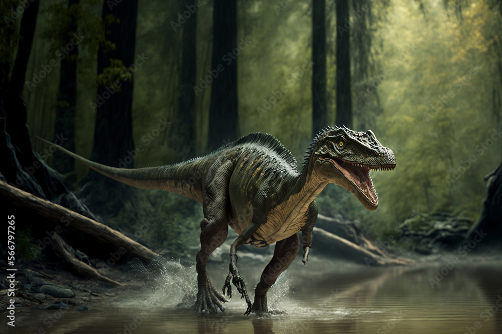 dinosaure dans une forêt primaire - illustration ia dinosaure dans une forêt primaire - illustration ia