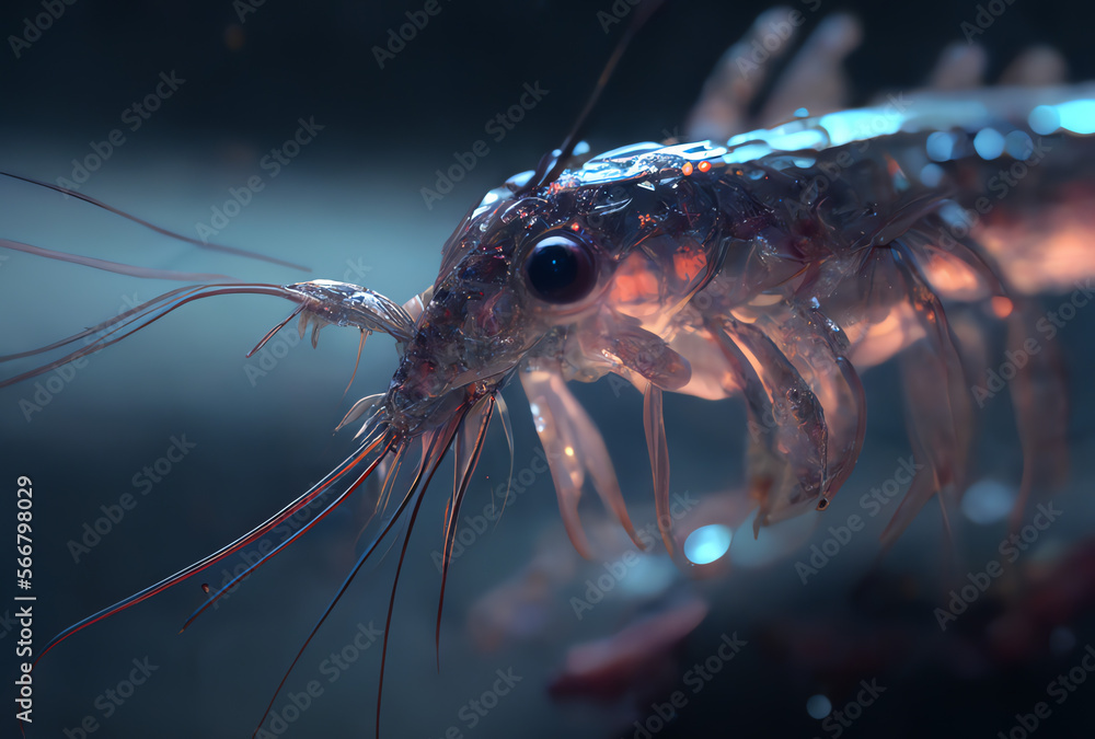 close up of a shrimp in aquarium, generative ai close up of a shrimp in aquarium, generative ai