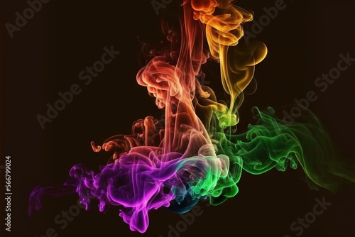  a group of colorful smokes on a black background with a black background and a black back ground with a black back ground and a black back ground.  generative ai