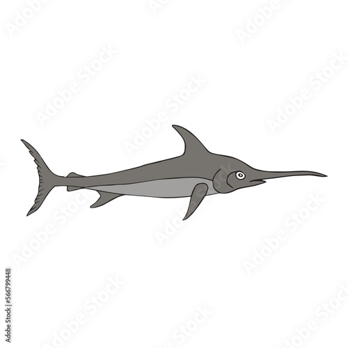 Vector hand drawn doodle sketch colored swordfish isolated on white background