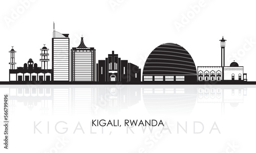 Silhouette Skyline panorama of city of Kigali, Rwanda - vector illustration