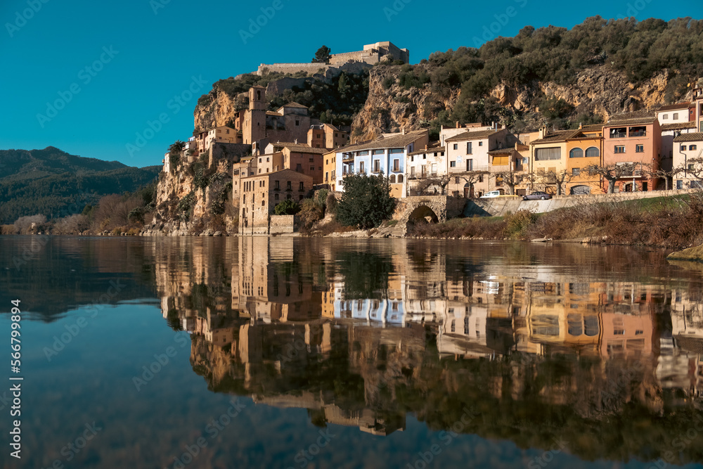 Ebro river in Miravet, the village and the castle was founded by the Moors and rebuilt by the Knights Templar and transformed into a fortress-monastery.