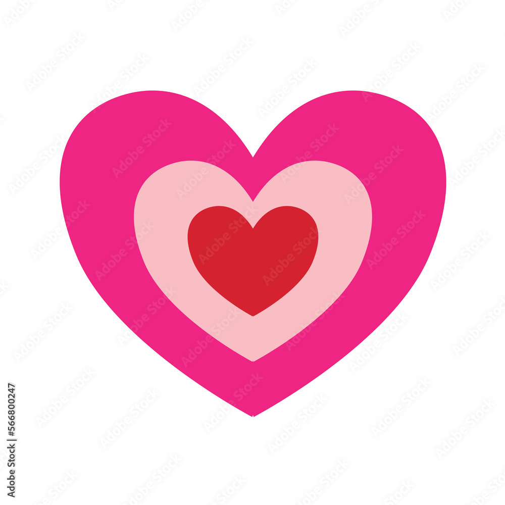 Vector flat groovy pink heart isolated on white background
