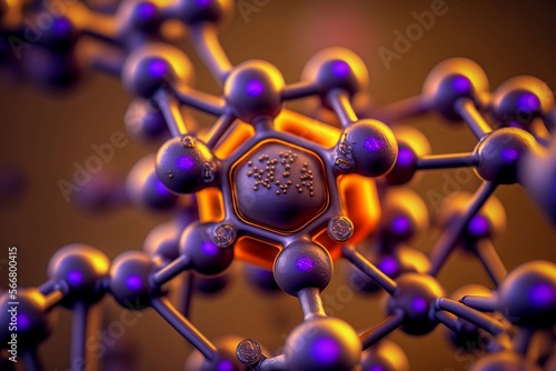 Technetium molecule structure close up shot. AI generated.