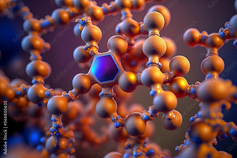 Bromine molecule structure close up shot. AI generated. - obrazy, fototapety, plakaty 