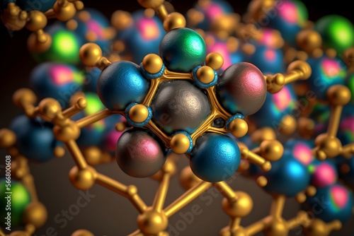 Beryllium molecule structure close up shot. AI generated.