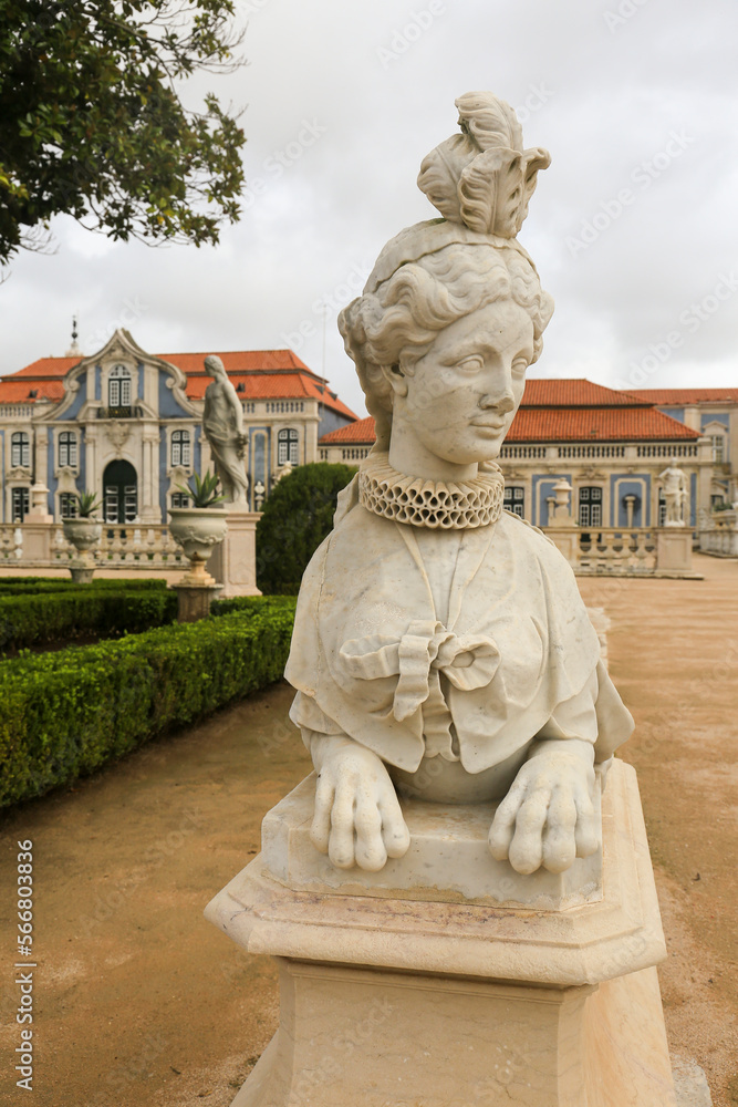 Beautiful and antique sculptures in Queluz palace