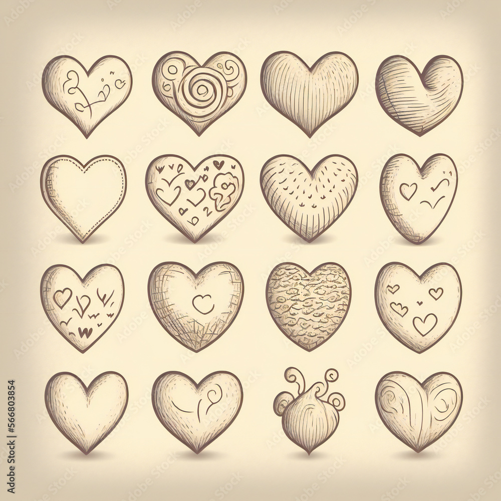 set of hearts, hand drawn hearts set of hearts, hand drawn hearts
